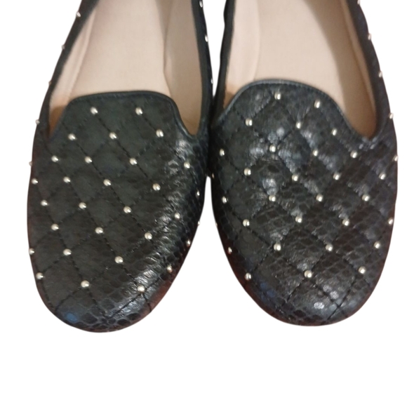 Vince Camuto Black Quilted Studded Flats Loafers Size 8 - Picture 4 of 11